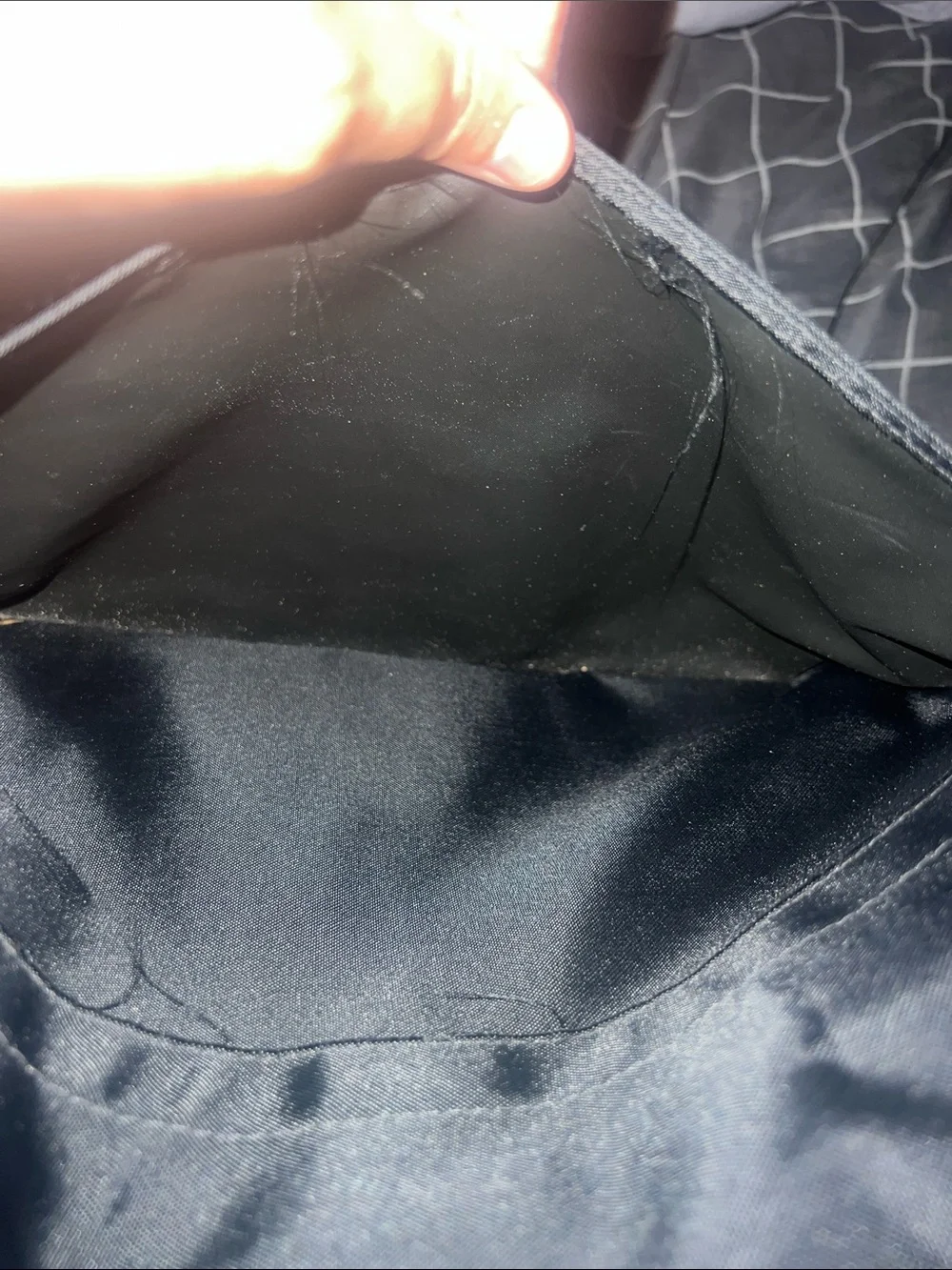 Longchamp Black Messenger Bag with Tan Trim